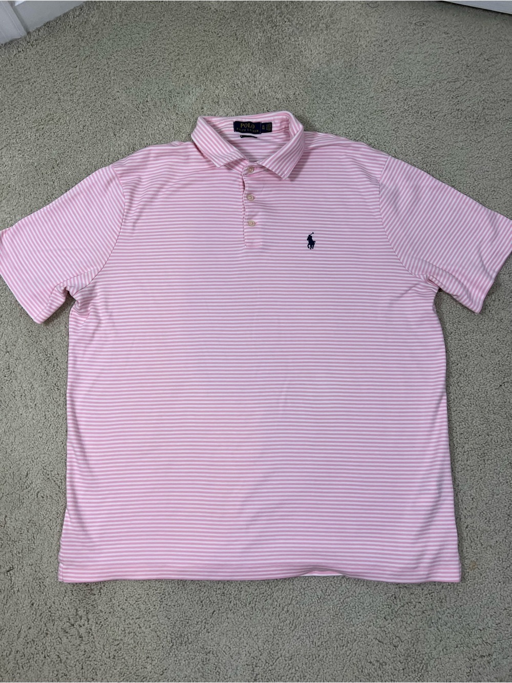 Polo by Ralph Lauren Pink Striped Short-Sleeve Polo Shirt XL